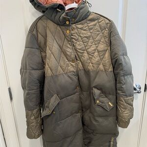 Scotch & Soda Arza Quilted Two-Tone Jacket in Olive and Khaki